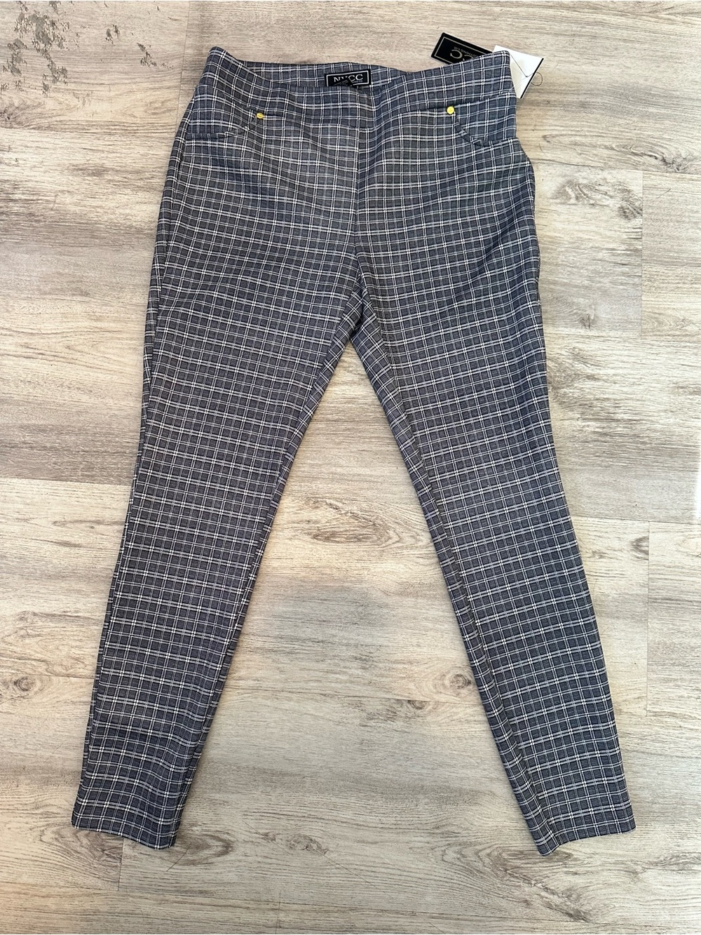 NYCC Gray Plaid Ponte Skinny Pants